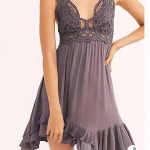 Free People Adella Mini Dress in Grey